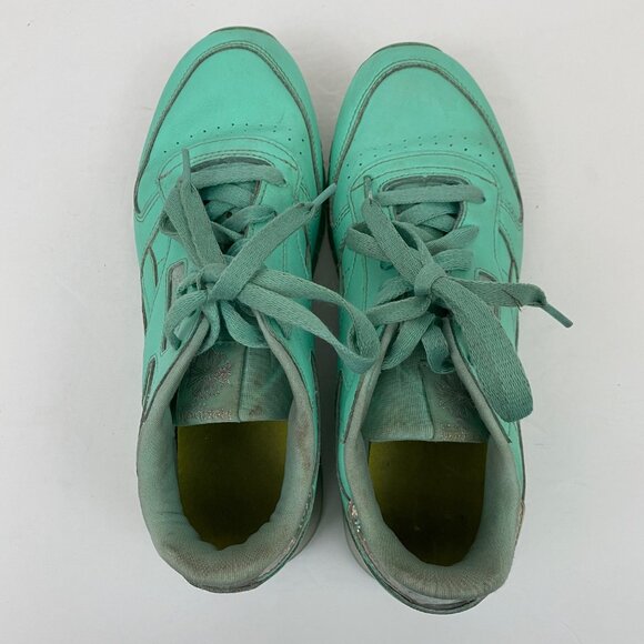 Reebok Classic Mint Pastel Athletic Sneakers Silver Sparkle Accents Big Girl 5 - Picture 6 of 11